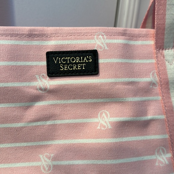 Pink and White Striped Victoria Secret Tote - Picture 3 of 6